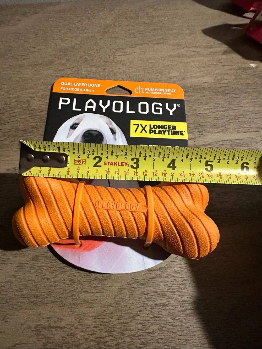 Playology ‘Pumpkin Spice’ Orange Dual-Layer Dog Bone Toy